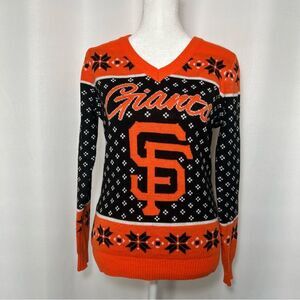 San Francisco Giants Women’s Holiday Christmas Sweater, Size Small Orange Blue